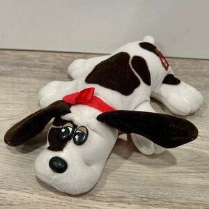 Vintage 1985 Tonka Classic Pound Puppy White Brown Plush Dog 8” Stuffed Animal